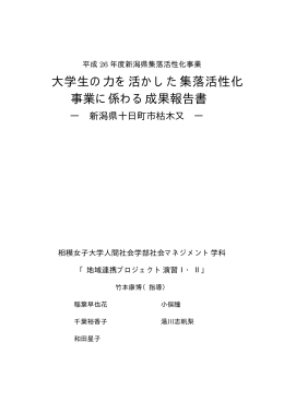 大学生の力を活かした集落活性化 事業に係わる成果報告書