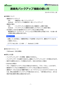 連絡先バックアップ機能の使い