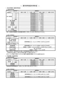 施設利用料金一覧