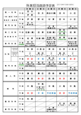 石 田 髙 森 予約検査 休 診 予約検査 柁 原 中 島 中 島 小 島 中 島 休 診