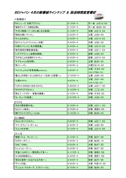 BSジャパン 4月の新番組ラインナップ ＆ 放送時間変更番組