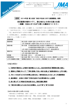 2014年度 新入社員「会社や社会に対する意識調査」結果