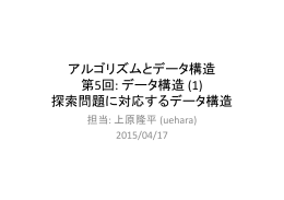 アルゴリズムとデータ構造 第5回: データ構造 (1) 探索問題に対応する