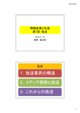 1．放送業界の構造 2．メディア視聴と放送 3．これからの放送