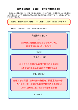 努力事項解説 その2 （小学校特別活動） 「自発的」とは？ &darr; 自分たちの