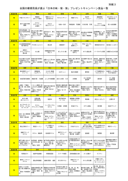 別紙3 全国の郵便局長が選ぶ「日本の味・宿・旅」プレゼントキャンペーン