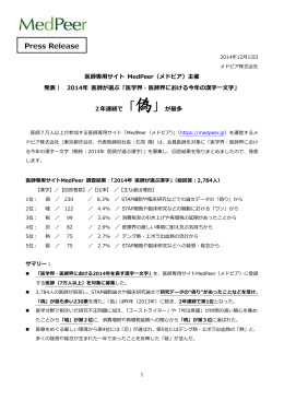 2014年 医師が選ぶ「医学界・医師界における今年の漢字一文字」