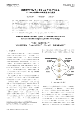経路変更を用いた分散フィルタリングによる DNS amp 攻撃への対策手法
