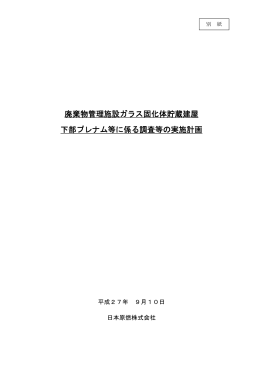 廃棄物管理施設ガラス固化体貯蔵建屋 下部プレナム等に