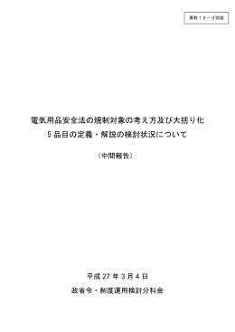 電気用品安全法の規制対象の考え方及び大括り化 5 品目の定義・解説