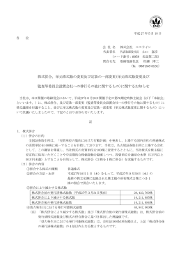 株式併合、単元株式数の変更及び定款の一部変更(単元