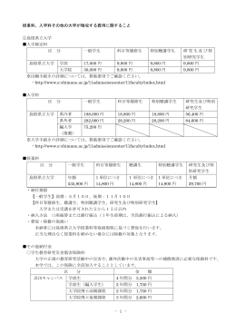 授業料、入学料その他の大学が徴収する費用に関すること ①島根県立