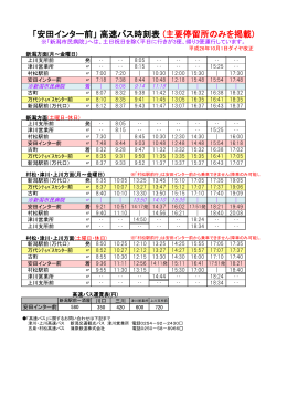 「安田インター前」 高速バス時刻表 (主要停留所のみを掲載)