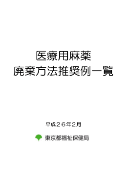 医療用麻薬 廃棄方法推奨例一覧 廃棄方法推奨例