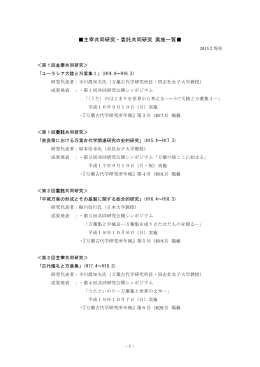 主宰共同研究・委託共同研究 実施一覧