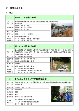 Ⅴ 環境保全活動 1 富士山ごみ減量大作戦 2 富士山みがきあげ作戦 3
