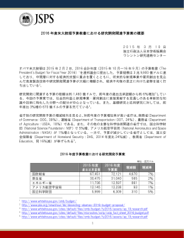 2016 年度米大統領予算教書における研究開発関連予算案の概要