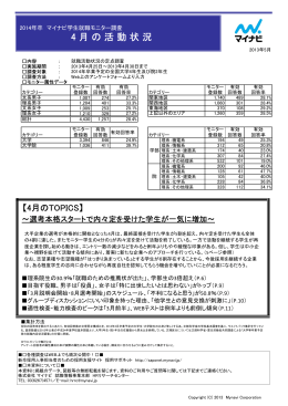 2014年卒 マイナビ学生就職モニター調査 4月の活動状況