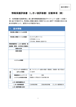 情報保護評価書（しきい値評価書）記載事項（案）