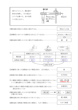 ①酸化銀は何色から何色に変化するか。 ②試験管に火のついた線香を