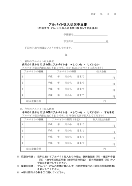 アルバイト収入状況申立書