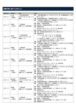 試験会場に関するお知らせ