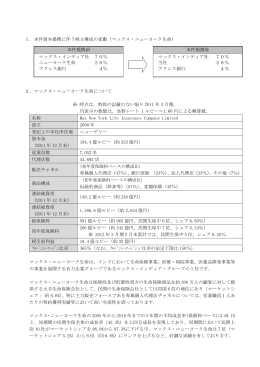 1．本件資本提携に伴う株主構成の変動（マックス・ニューヨーク生命） 2