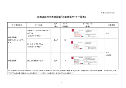 高速道路利用実態調査「対象充電カード一覧表」
