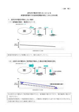 逆向きの電流が流れることによる配電用変電所での技術的課題の例と
