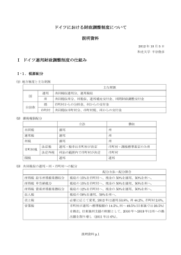 ドイツにおける財政調整制度について 説明資料 Ⅰ ドイツ連邦財政調整