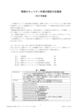 情報セキュリティ市場分類区分定義表