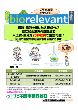 胃液・腸液を模した各種 胃液・腸液を模した各種成分が 既に配合済みの