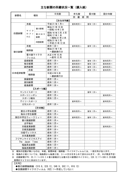 主な新聞の所蔵状況一覧（購入紙）