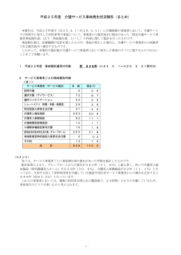 平成25年度 介護サービス事故発生状況報告（まとめ）