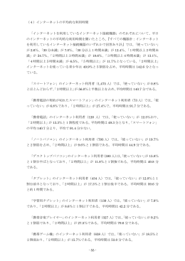 - 55 - （4）インターネットの平均的な利用時間 「インターネットを利用して