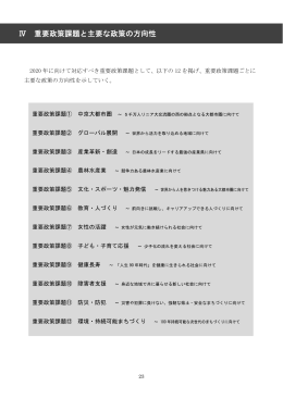 Ⅳ 重要政策課題と主要な政策の方向性