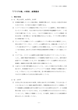 「アラブの春」の将来：政策提言