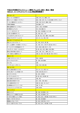 平成26年春夏グランドメニュー（標準）アレルギー表示 商品一覧表 H26