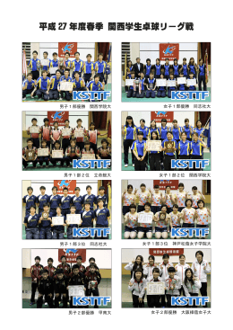 平成 27 年度春季 関西学生卓球リーグ戦