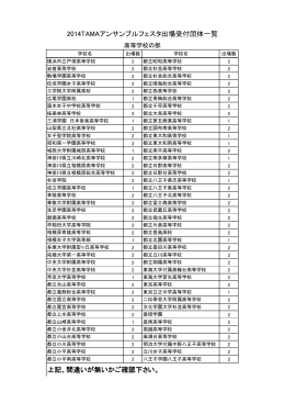 2014TAMAアンサンブルフェスタ出場受付団体一覧