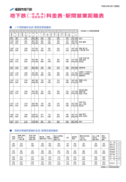 A4タテ 地下鉄料金表・駅間営業距離表（JR筑肥線・西鉄貝塚線《簡略版》）