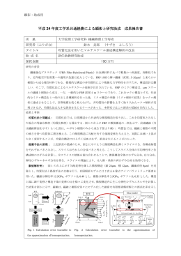 平成 24 年度工学系共通経費による顕彰と研究助成 成果報告書