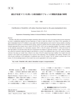 遺伝子改変マウスを用いた樹状細胞サブセットの機能的意義の解明