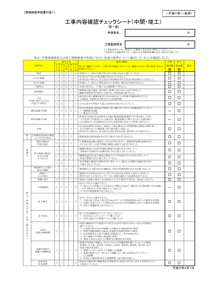 竣工検査 チェックシート