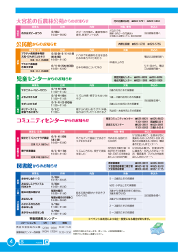 大宮花の丘農林公苑からのお知らせ コミュニティセンター