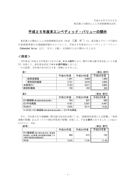 平成25年度末エンベディッド・バリューの開示