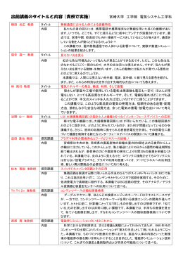 出前講義のタイトルと内容（貴校で実施） 宮崎大学 工学部 電気システム