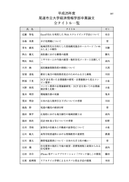 経済情報学科卒業論文タイトル一覧
