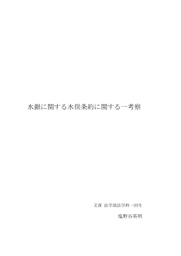 水銀に関する水俣条約に関する一考察
