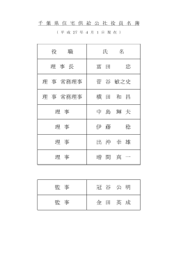 役 職 氏 名 理 事 長 富 田 忠 理 事 常務理事 菅 谷 敏之史 理